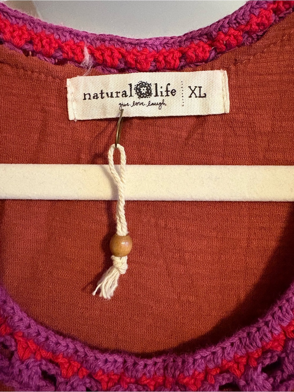 Natural Life Cotton Crochet Trim Tank Dress Rust NWT - Picture 2 of 10